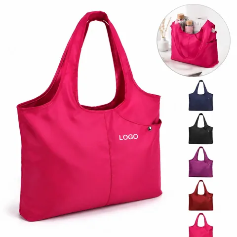 Spacious Nylon Tote Bag with Water-Resistant Zipper Pockets