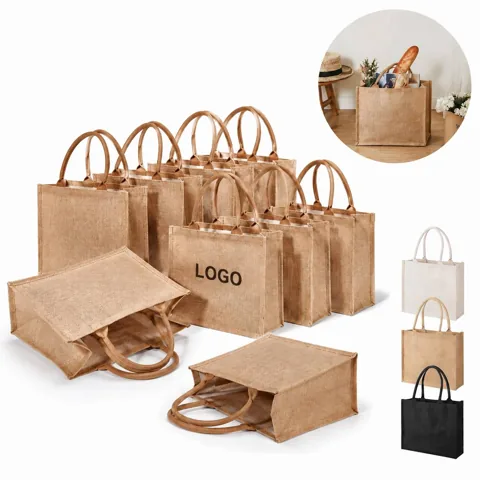 Unbleached Burlap Jute Tote Bag Reusable Eco-Friendly