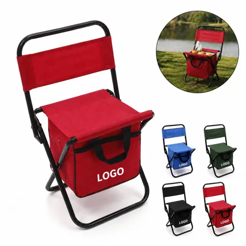 Folding Outdoor Chair with Cooler Storage, Steel Frame