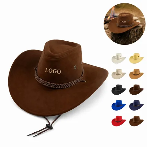 Western Suede Velvet Cowboy Hat with Breathable Vents