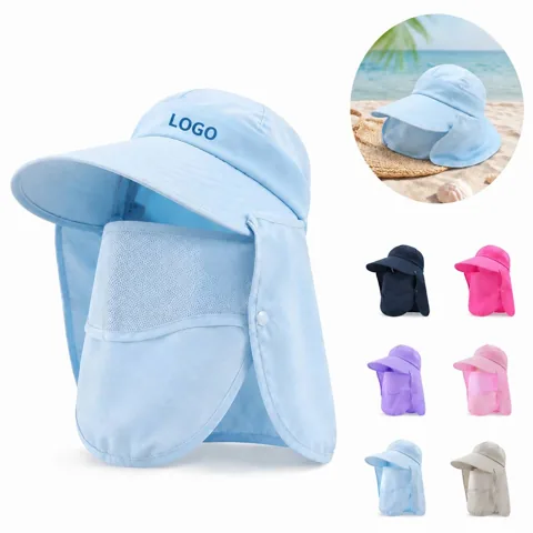 Wide Brim Fishing Sun Hat with Chin Strap for Outdoor