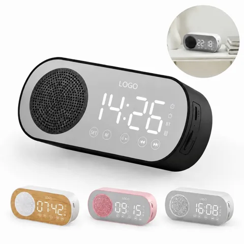 Wireless Speaker Alarm Clock with LED Mirror Display