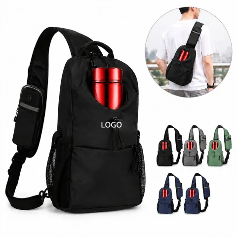 Water Bottle Pocket Crossbody Slant Backpack with Phone