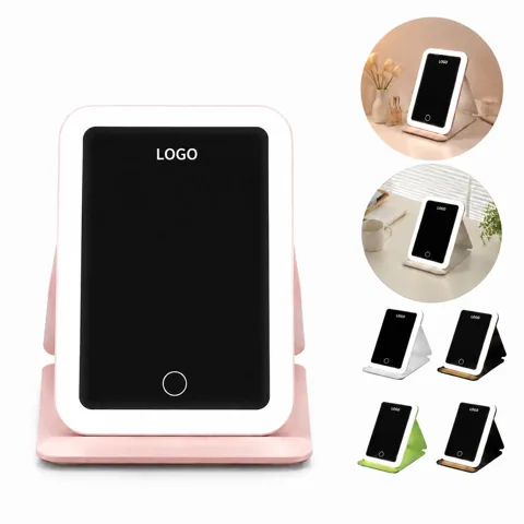 LED Makeup Mirror with 3 Color Modes, Folding Travel Stand
