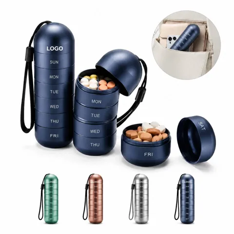 BPA Free Aluminum Alloy Portable Pillbox for Vitamins