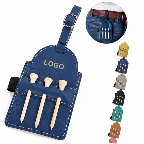 PU Leather Golf Tee Pouch Caddy with Belt Clip