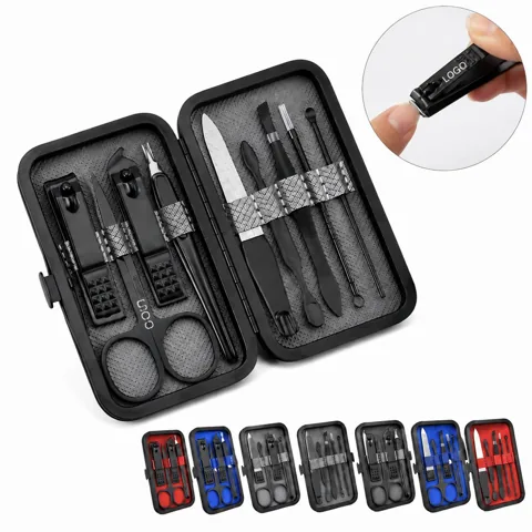 Stainless Steel Manicure Pedicure Set with Push-Button