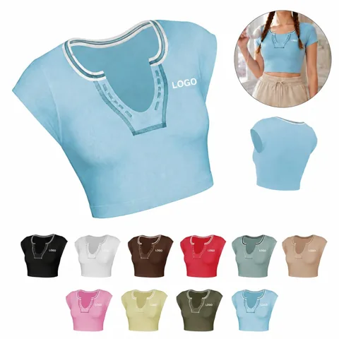 Personalized Crop Top Tee for Women Teens Athletic Yoga