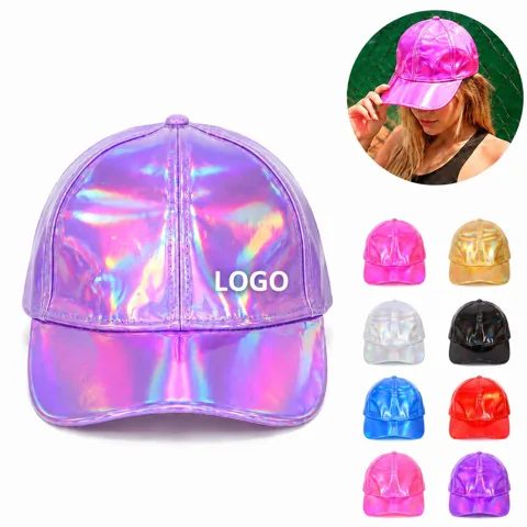 Reflective Gradient Laser Leather Baseball Cap