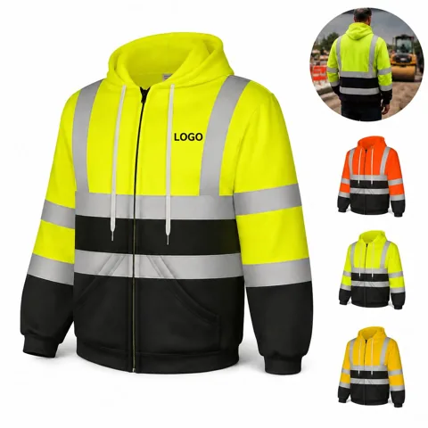 Safety Reflective Full Zip Hoodie for Cycling Motorcycling