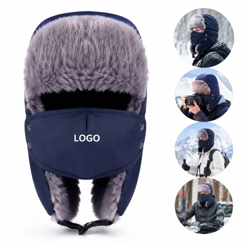 Winter Knit Beanie with Detachable Face Mask for Ski