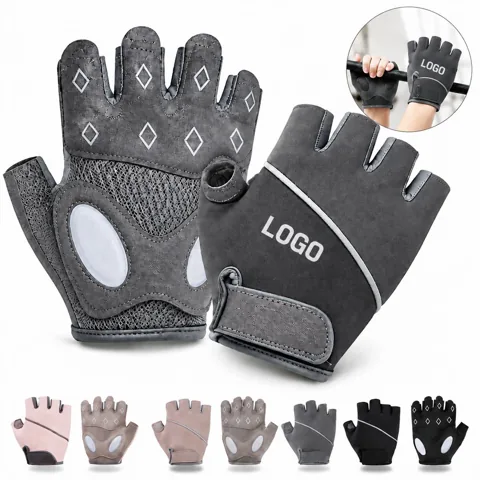 Anti-Slip Silicone Palm Half Finger Workout Gloves