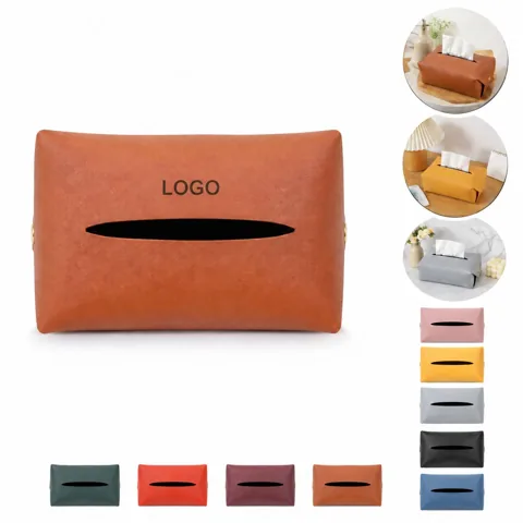 Premium Faux Leather Tissue Box Cover with Snap Buttons