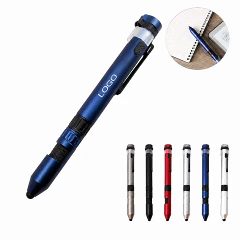 6-in-1 Multi Tool Pen with Stylus, Compass, Light