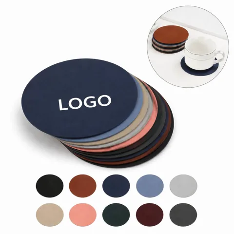 Ultra Slim PU Leather Coasters Set for Table Protection