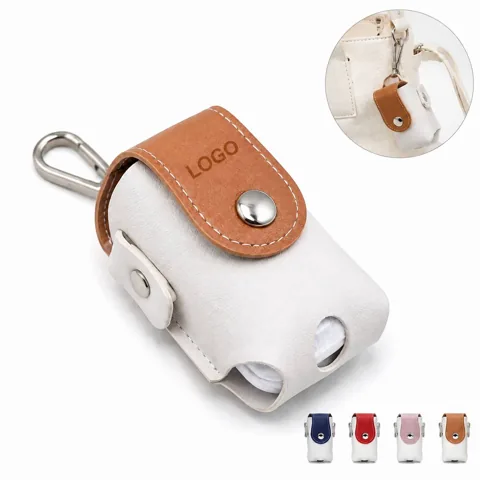 Magnetic Snap Leather Golf Ball Pouch for Belt, Holds 2