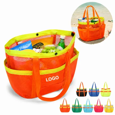 Mesh Shower Tote Organizer with Quick-Drain Nylon and 7