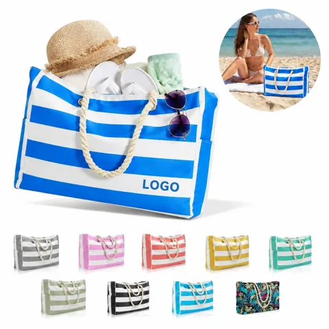 Zippered Waterproof Sandproof Beach Tote Bag