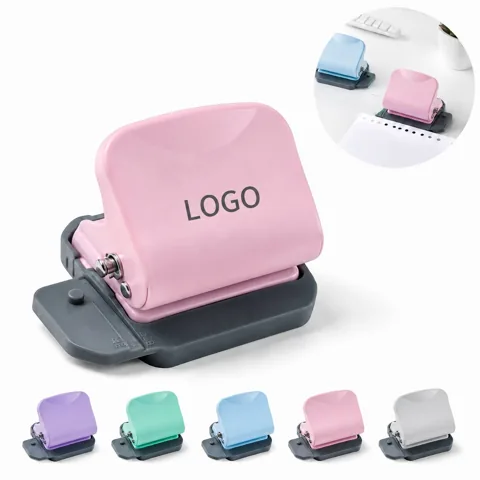 Precision 6-Hole Metal Document Punch with Adjustable Guide