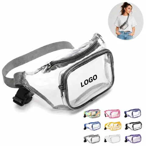 Reflective Holographic PVC Waist Pack with Water Bottle