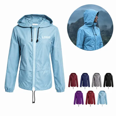 Women's Waterproof Packable Hooded Rain Jacket