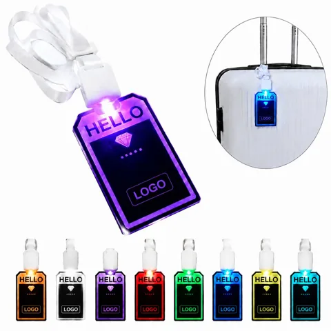 Glowing LED Acrylic Name Tag with 15 Color Lights for Events