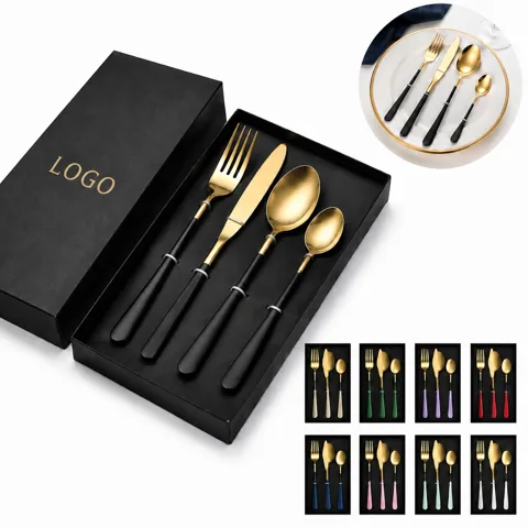 Stainless Steel Flatware Set 4 Pieces, Elegant Cutlery