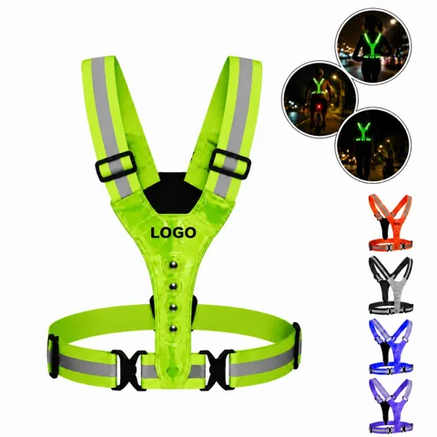 LED Safety Vest with 360° Lights for Night Running & Cycling