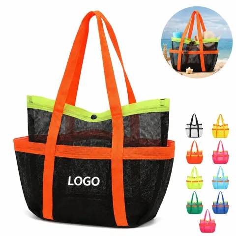 Oversized Quick-Dry Mesh Beach Tote for Sand-Free Family