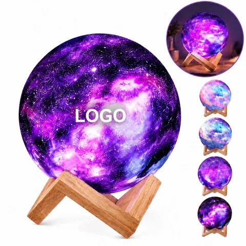 3D Moon Lamp with Starry Pattern, space-inspired Night Light