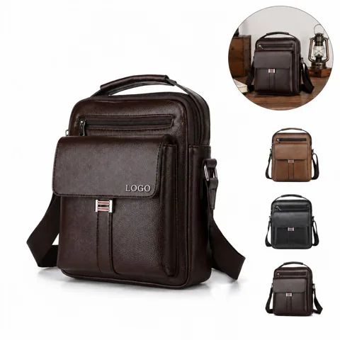 Men's Faux Leather Crossbody Messenger Bag