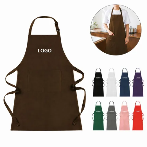 2 Pack Polyester Cotton Aprons with Adjustable Neck Straps