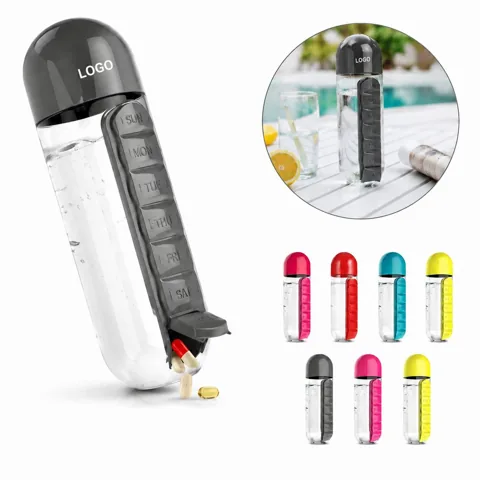 Custom Dual Compartment Hydration Bottle with Pill