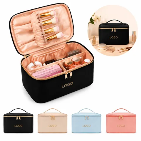 Portable Cosmetic Organizer with Adjustable Dividers