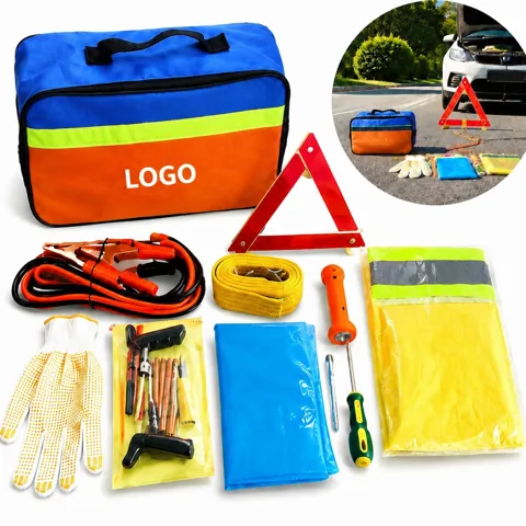 Car Roadside Emergency Kit 12pc with Jumper Cables & Tools