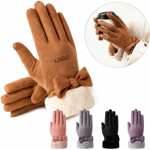 Thermal Fleece Lined Winter Gloves with Leather Palm