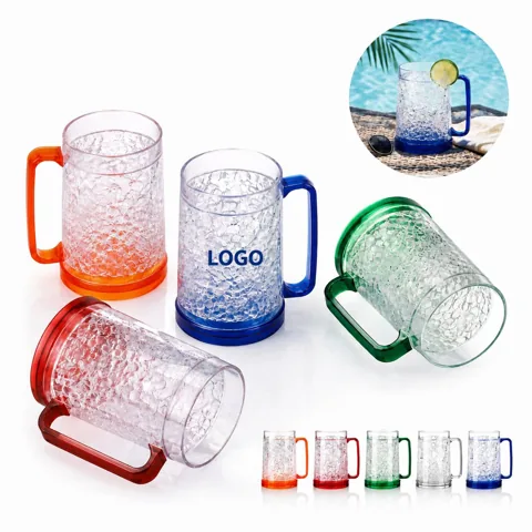 Double Wall Gel Freezer Cup with Handle for Cold Drinks
