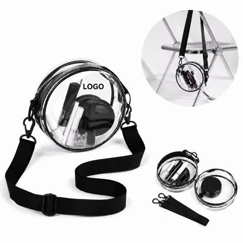 Clear PVC Travel Makeup Pouch with Adjustable Shoulder Strap