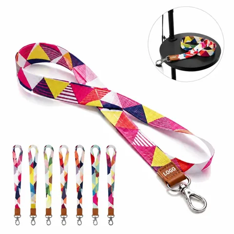 Custom Logo Leather Neck Lanyard with Metal Hook for Badge